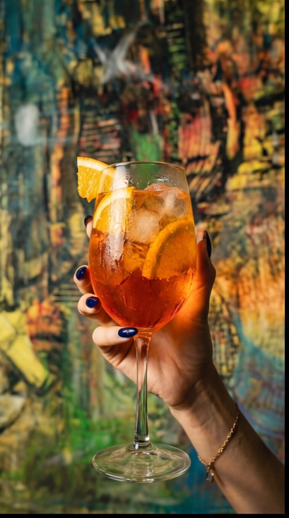 Holding Aperol spritz