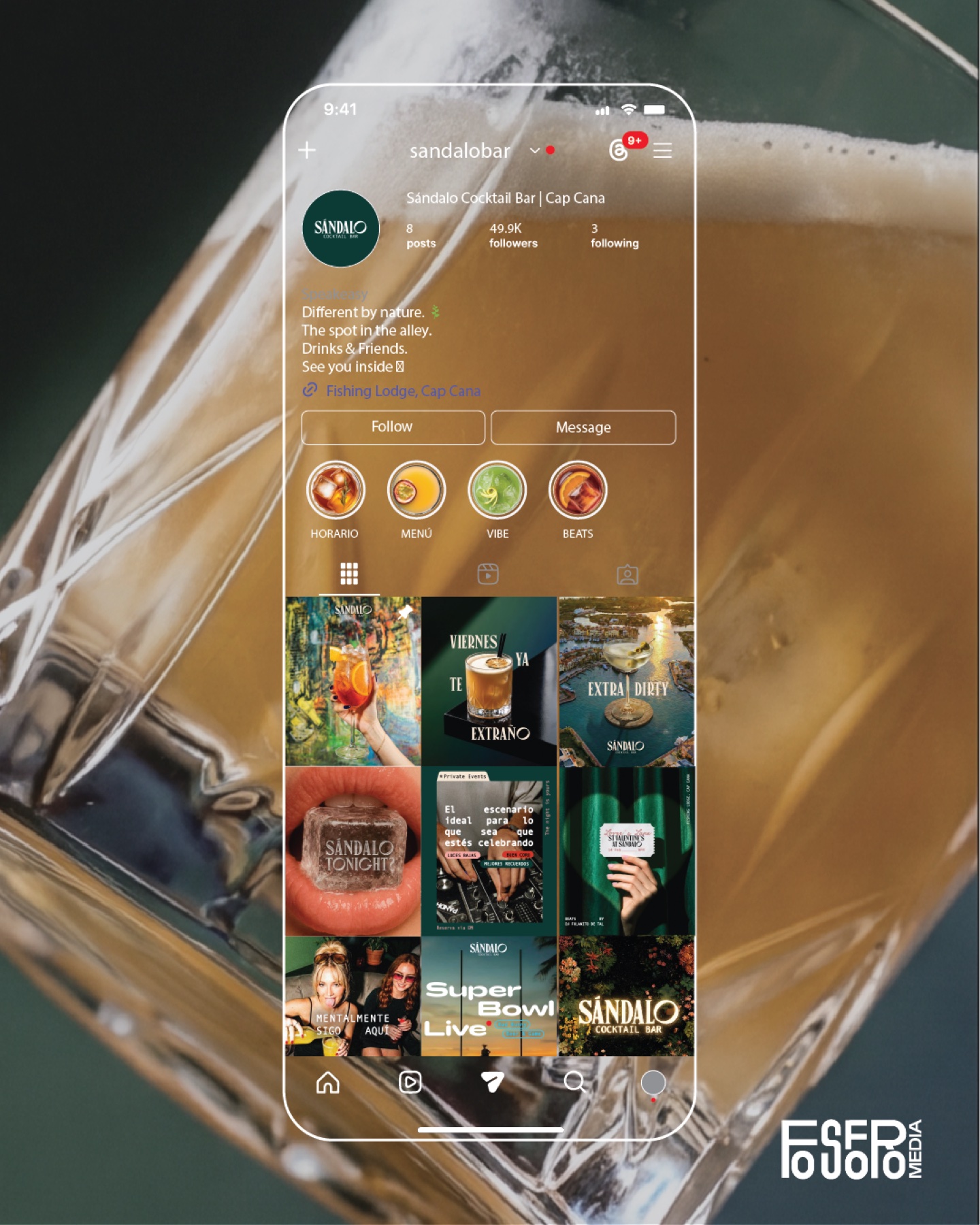 Sándalo — phone mockup presentation